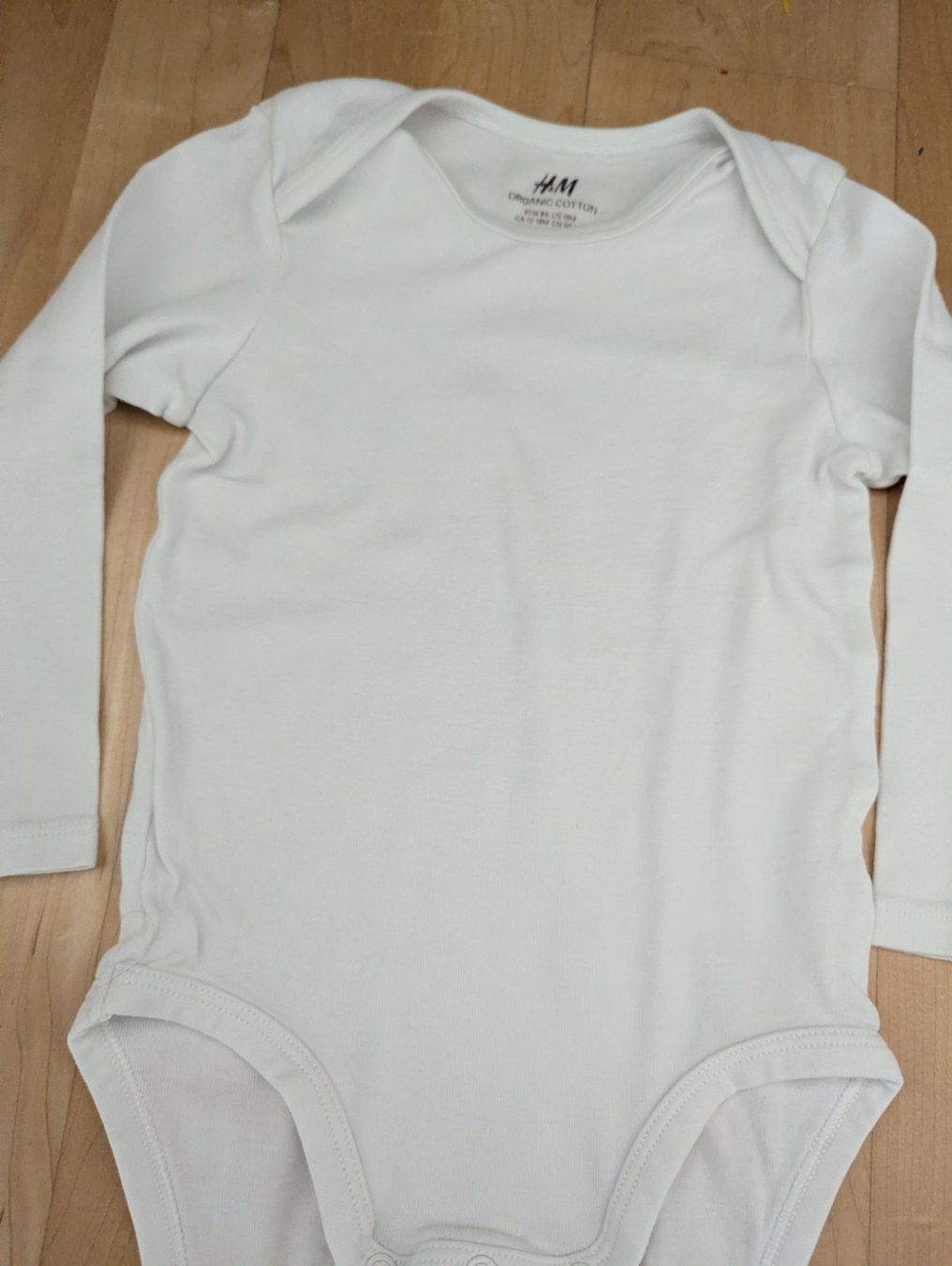H&M Unterwäsche: H&M Langarm-Body Gr. 86 - Weiss Bio-Baumwolle Basic – Gebraucht aus Uster von petches 3