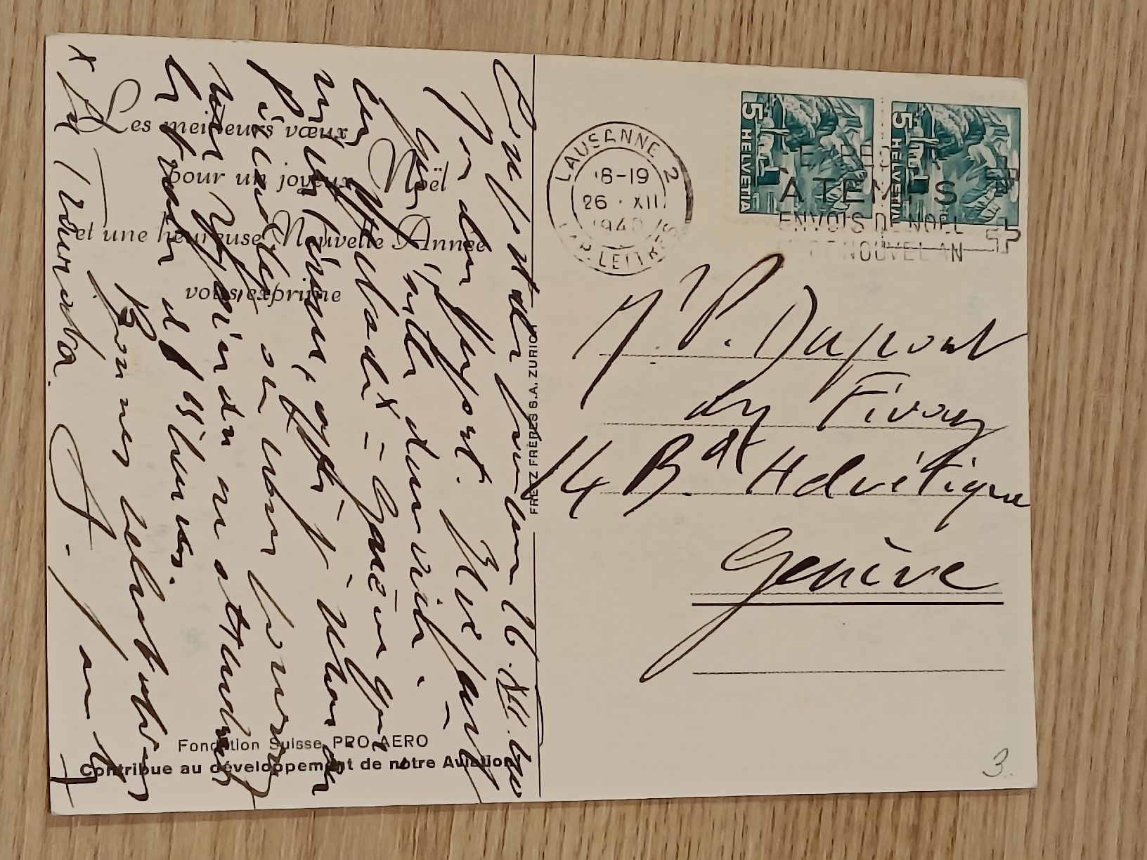 Cartoline postali: Litho PK / Pro Aero - Gelaufen 1940 – Usato da Brugg AG venduto da Ente015 1