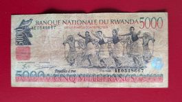 RWANDA RUANDA BANKNOTE 5000 FRANCS 1998 ZIRKULIERT