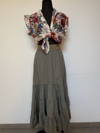 Boho Stufen Maxirock aus Baumwolle