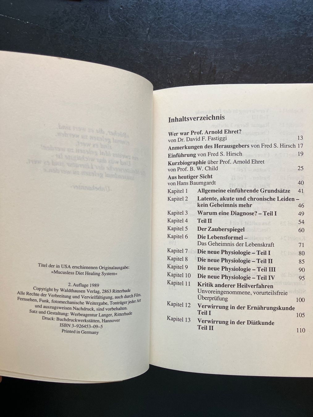 Libri: Die schleimfreie Heilkost. Prof. A. Ehret, 1989 – Usato da Wangen ZH venduto da day01 2