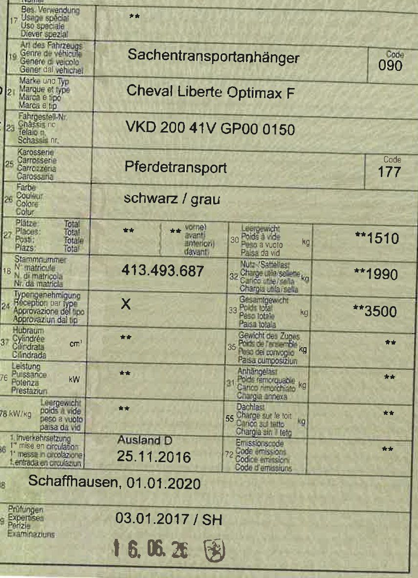 Anhänger: Cheval Liberte Optimax – Gebraucht aus Schaffhausen von bfes 5