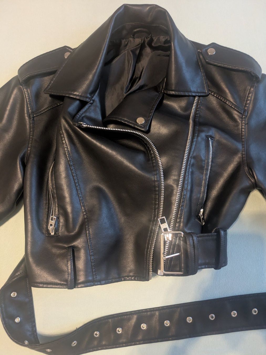 Giacche: Black Faux Leather Biker Jacket Size S – Usato da Losone venduto da AlpineLayer 4