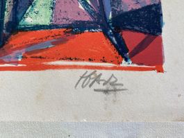 2 interessante Lithografien - unleserlich signiert
