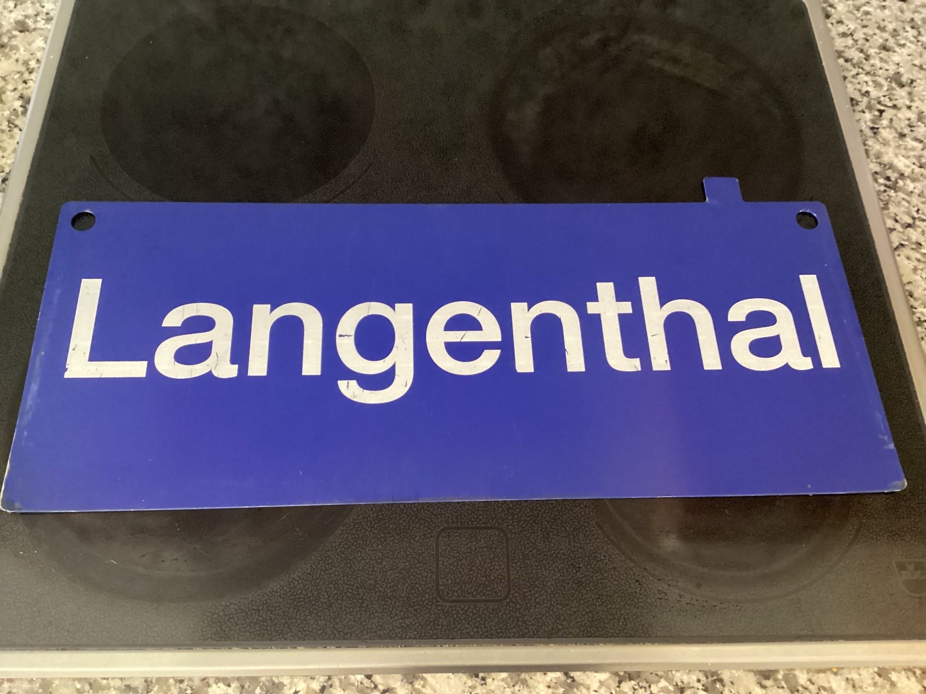 SBB/CFF/FFS Insegne: Originales SBB/CFF/FFS-Metallschild, OLTEN / LANGENTHAL – Usato da Minusio venduto da scotch111 1