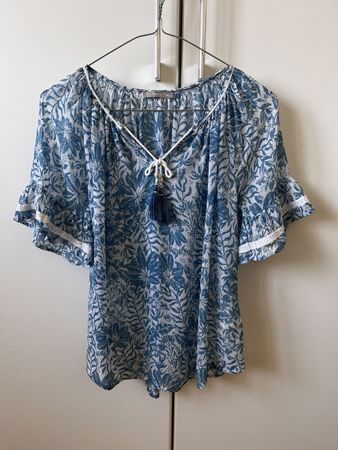 Bluse NILE Blumenmuster blau-weiss Gr. XS