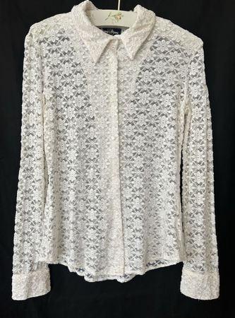 Vintage Bisou Bisou Lace Shirt - Sheer & Chic! Size S