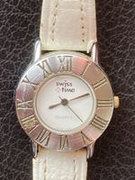 Montre Femme Swiss Time Quartz Bracelet Cuir Blanc Vintage