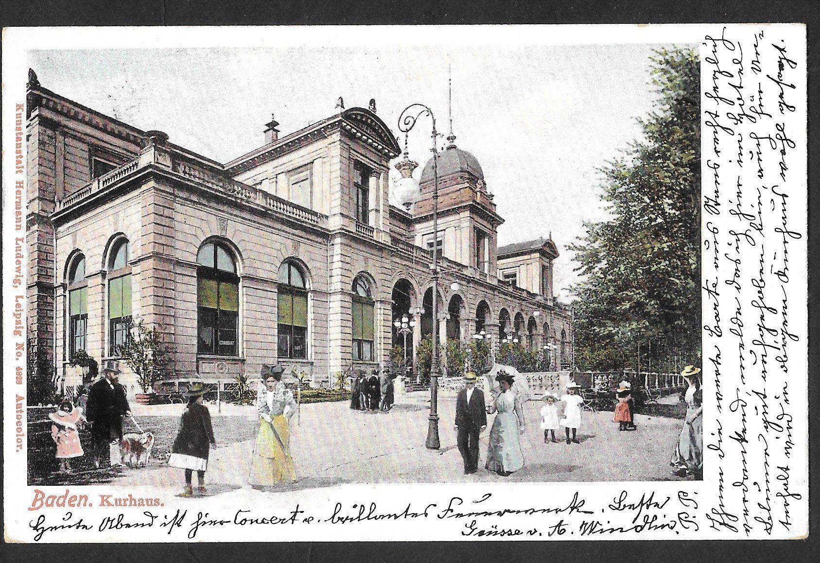 Cartoline postali: Baden Kurhaus mit Personen – Usato da Olten venduto da clotaldi
