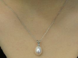 Diamant Anhänger mit Kette, Halskette, Collier in 14 Karat G