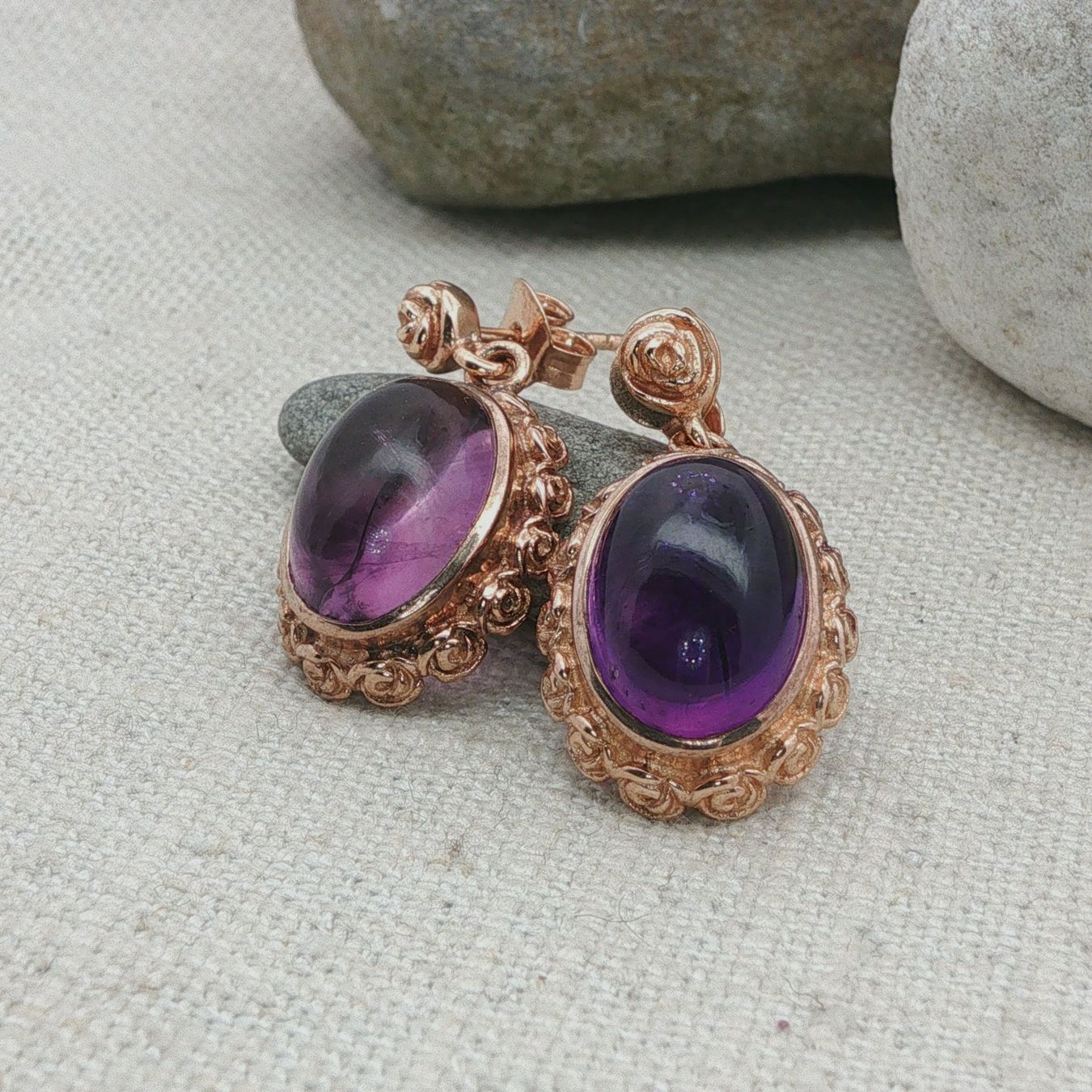 Olga Ribler Orecchini pendenti & Orecchini a lobo: Ohrstecker mit Amethyste Silber rosevergoldet – Nuovo (secondo la descrizione) da Luzern venduto da Schmuckoutlet