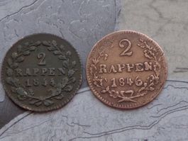 2 x 2 Rappen Schwyz 1844 - 1846