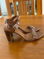 Minelli Sandalen mit Absatz, Gr. 40, braun mit bunten Nieten