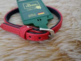 Hundehalsband Nappa Leder für kleine Hunde 23 - 27 cm rot