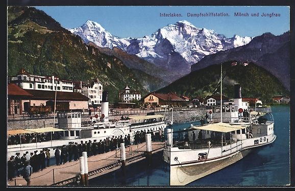 Ansichtskarten: Interlaken, Dampfschiffstation, Mönch u – Gebraucht aus Berlin von bartko-reher