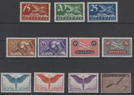Schweiz Flugpost Satz Nr. F3-F13 ** Katwert: 1000.00 CHF
