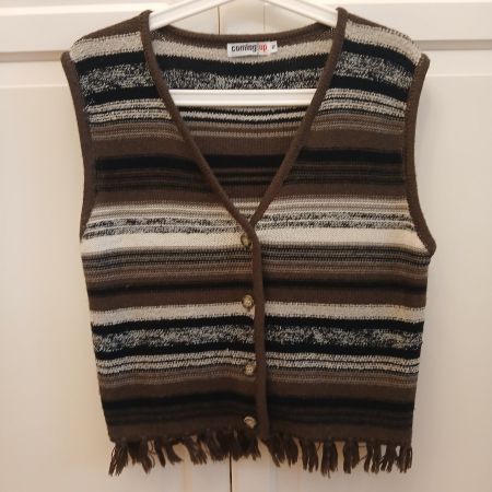 Vintage Coming Up Strickweste  Retro 90er/Y2K  mit Fransen