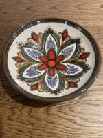 Keramik Schale handgemacht Blumenmuster braun/bunt guter Zus