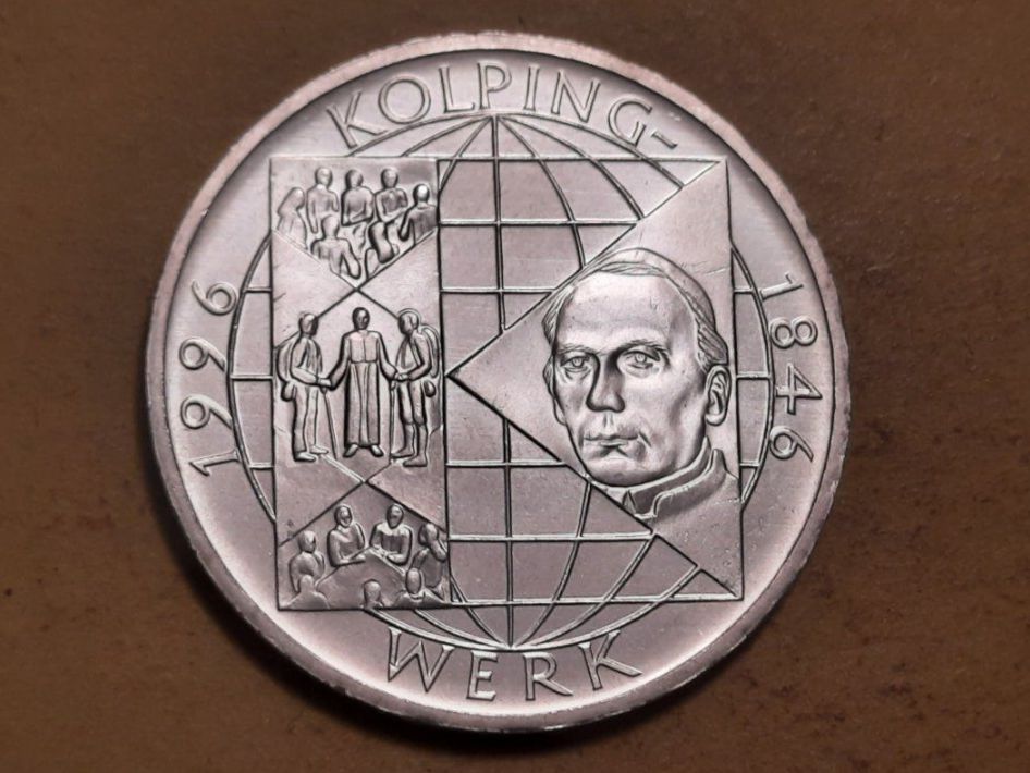Tutti le monete: Deutschland 10 Mark "Kolpingwerk" 1996 A Silber – Usato da Buchs SG venduto da numispatica 1
