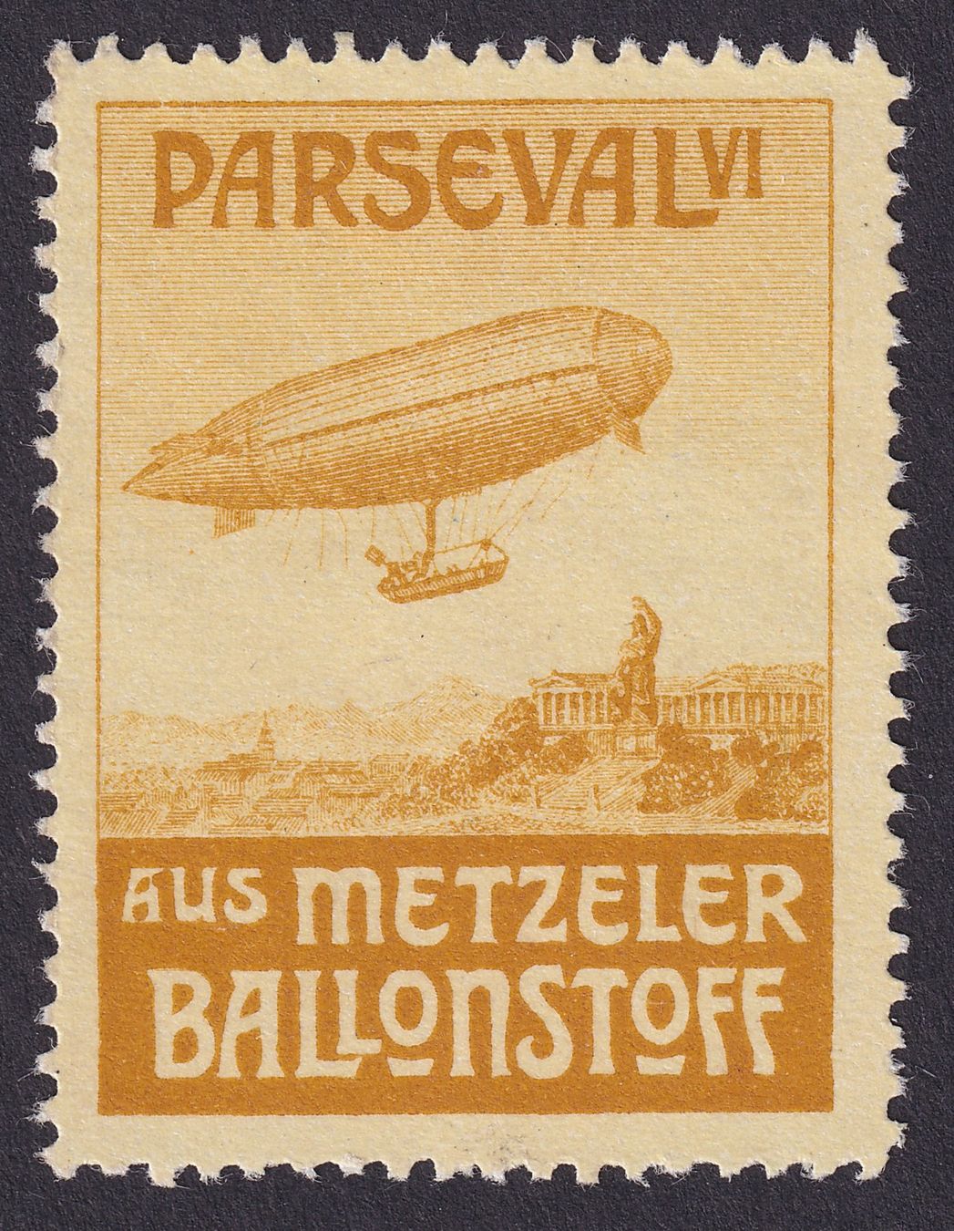 Tutti i francobolli: Flugspende Vignette 1912.6Ba hellbraun, Parseval, Metzeler – Usato da Ebikon venduto da SilvioFreund