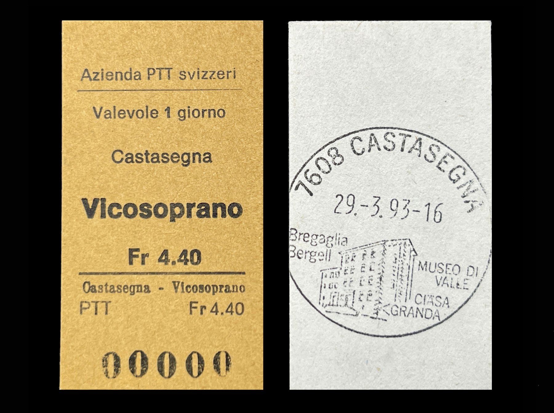 Biglietti: Castasegna Vicosoprano Postauto PTT Edmondsonsches Billett – Nuovo (secondo la descrizione) da Bern venduto da AWiBe