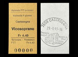 Castasegna Vicosoprano Postauto PTT Edmondsonsches Billett