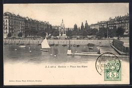 AK Genève, Place des Alpes, 1906