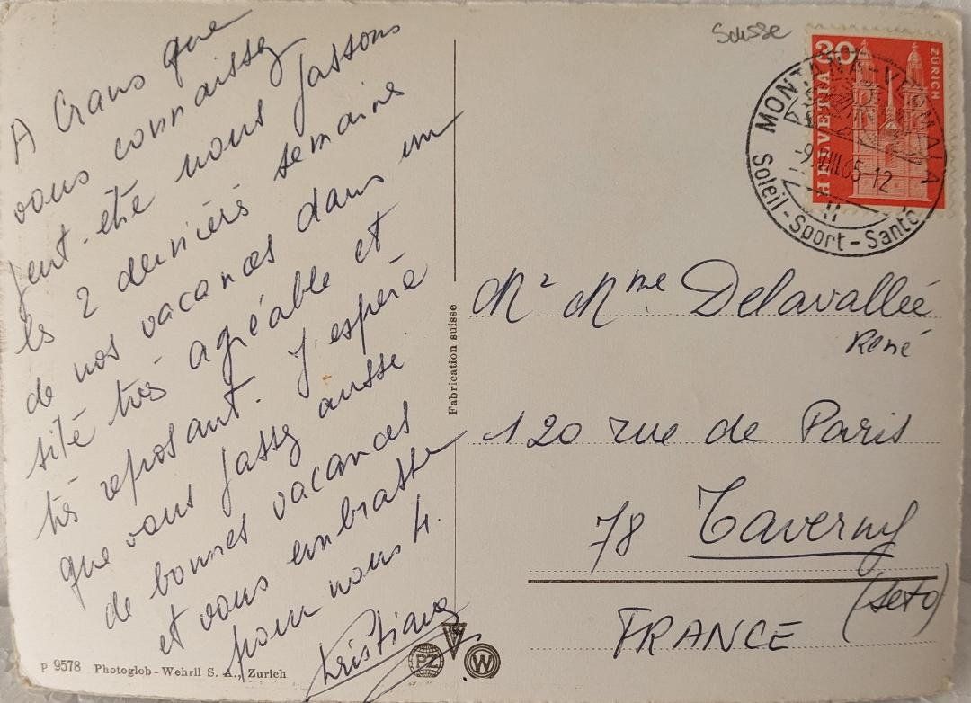 Cartoline postali: MONTANA-CRANS - Multi Vues - 1965 – Usato da Delémont venduto da Domdom1 1