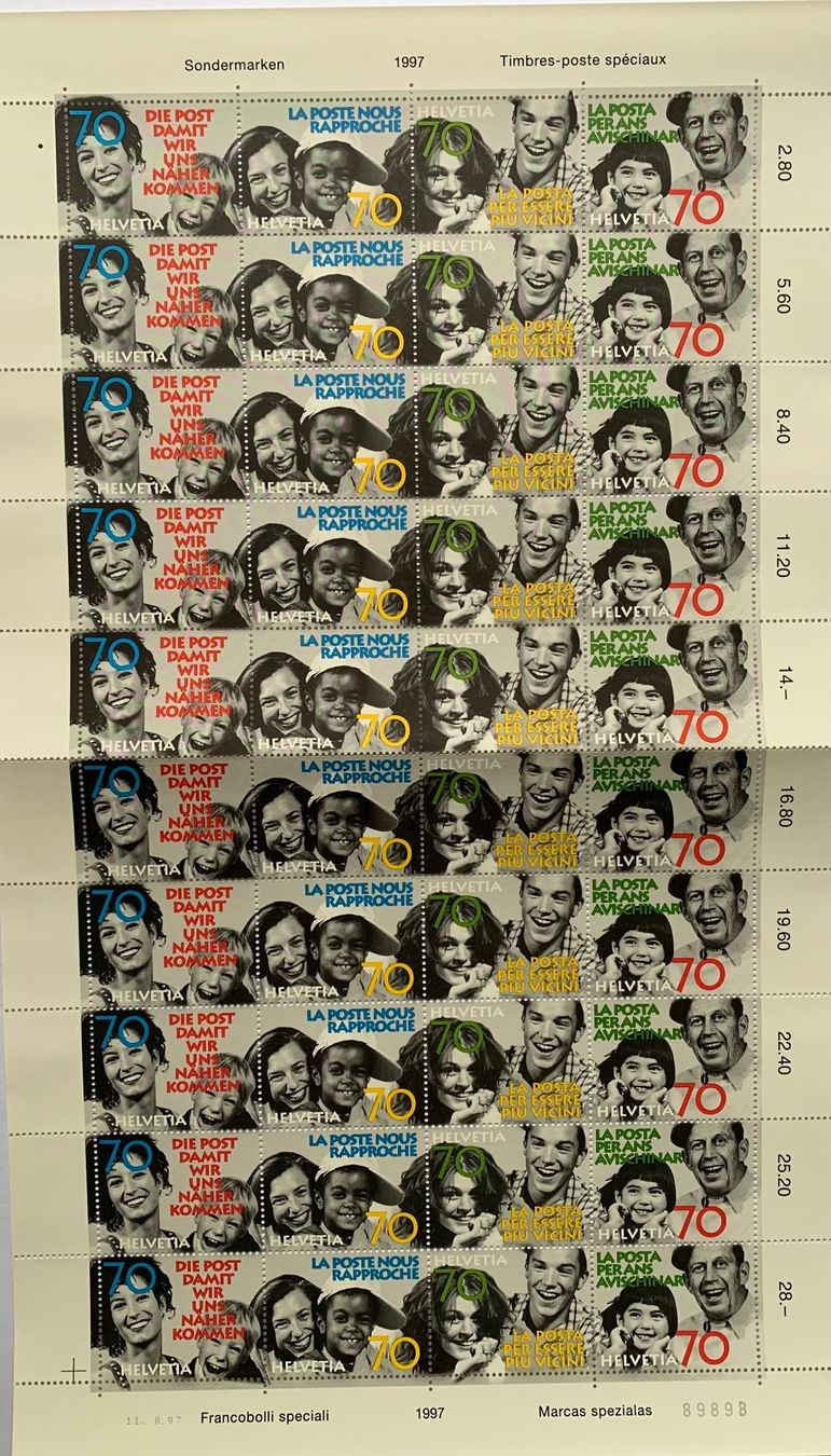 Tous les timbres: Helvetia 1997 Die Post - Grossbogen ** – Neuf (Voir description) à Zürich par Apache4