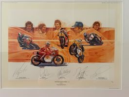Original Rennsport Kunstdruck, handsigniert, Top Zustand!