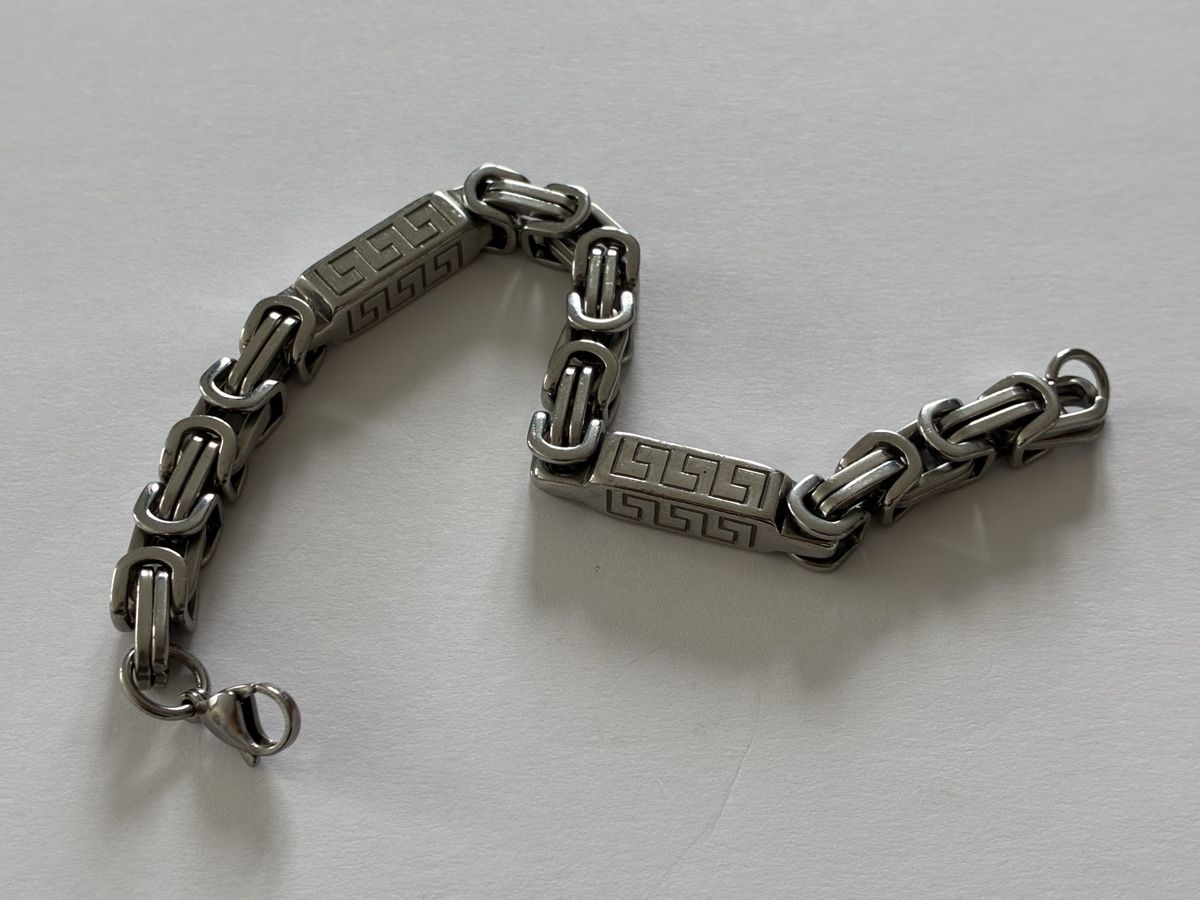 Bracciali & Braccialetti: Bracelet, stainless steel, Greek key pattern – Usato da Basel venduto da cat_sq5m 2