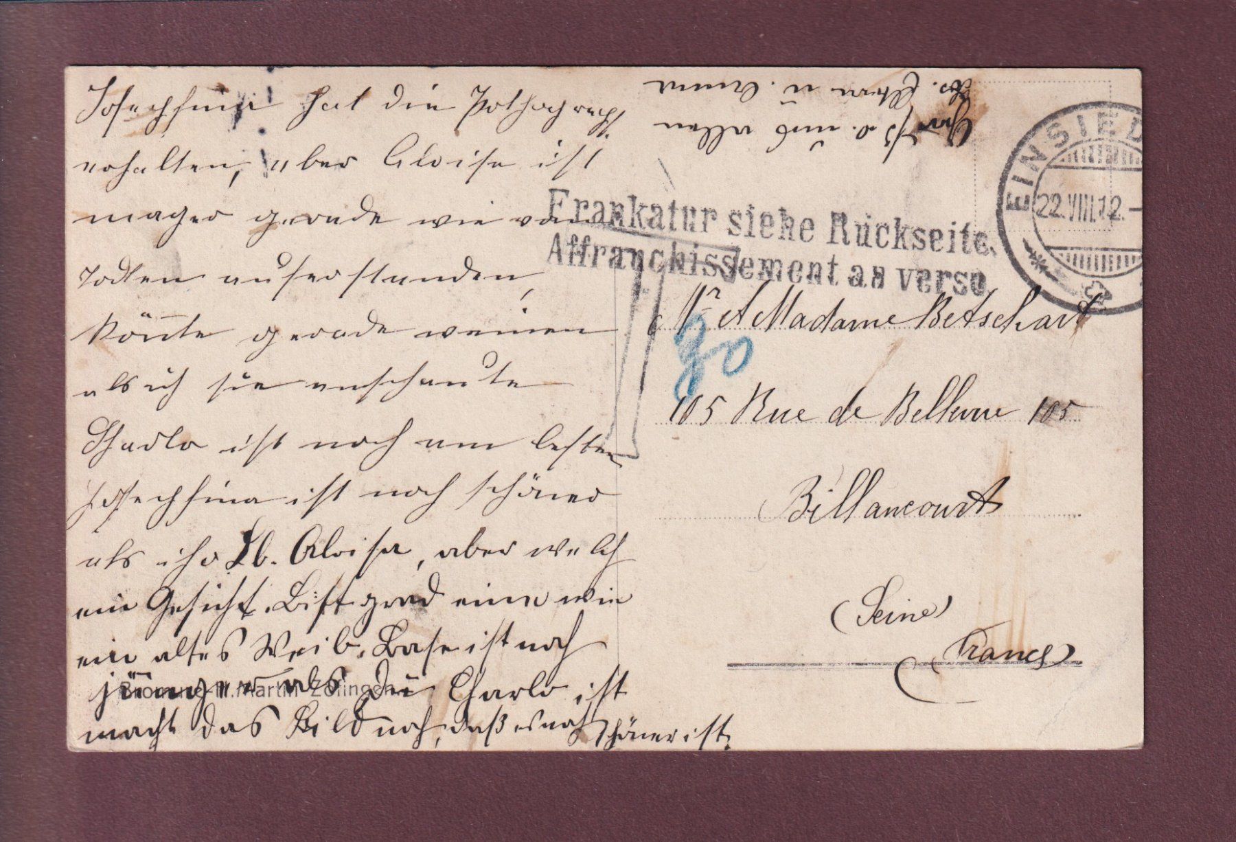 Cartoline postali: EINSIEDELN - Kloster - 1912 – Usato da Pully venduto da nicecards 1
