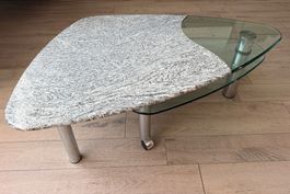 Table de salon en granit et verre