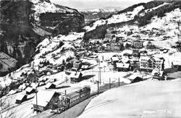 Wengen (BE) – Winteransicht des Dorfes (1276 m) bahn