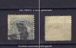 USA 1869/75 3 Cents gestempelt, nicht geprüft