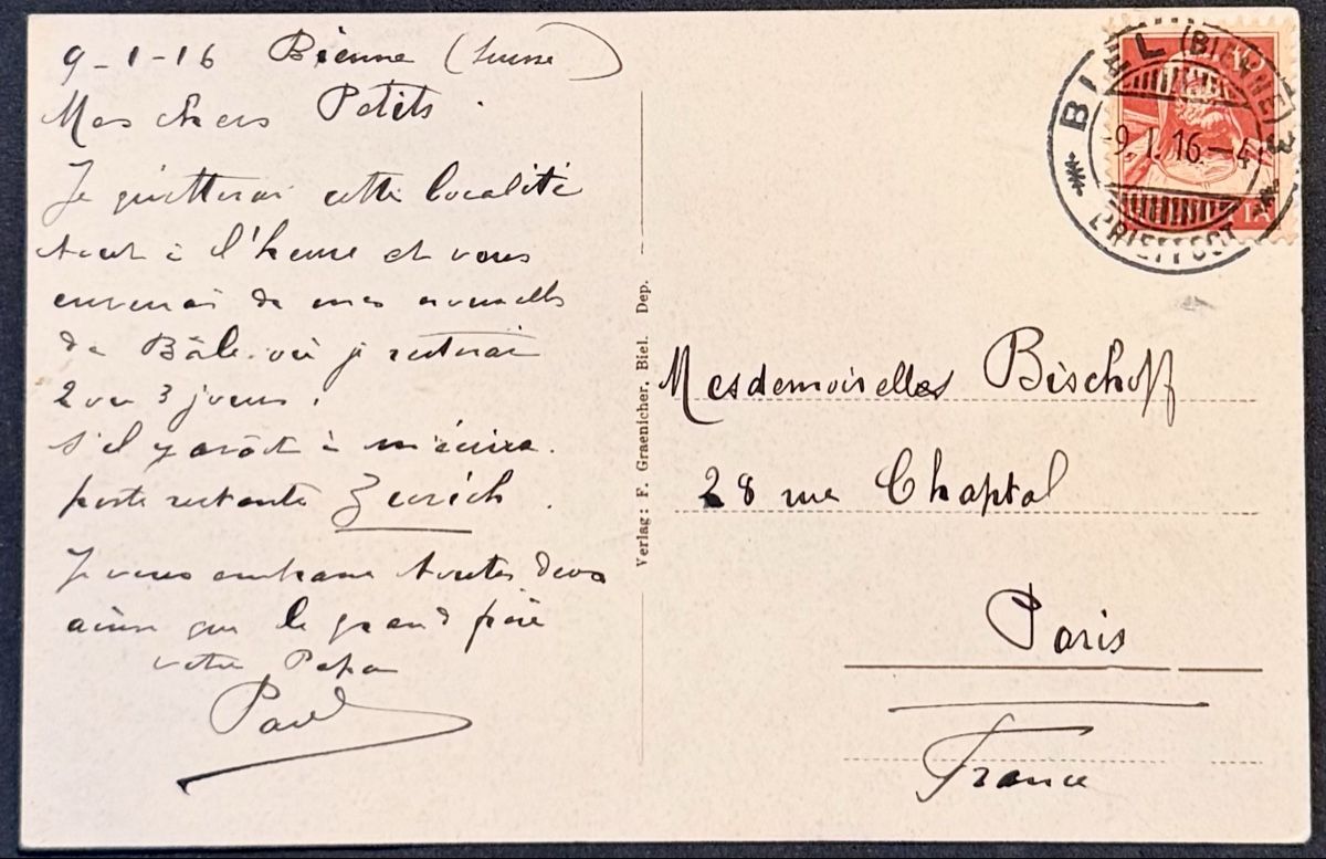Cartoline postali: AK: Biel. - Centralplatz. Place Cetrale - Bienne, BE. 1916 – Usato da Bern venduto da felberunderground 1