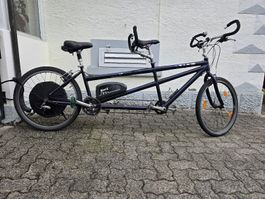 Tandem Fahrrad TDS mit BionX E-Antrieb dunkelblau