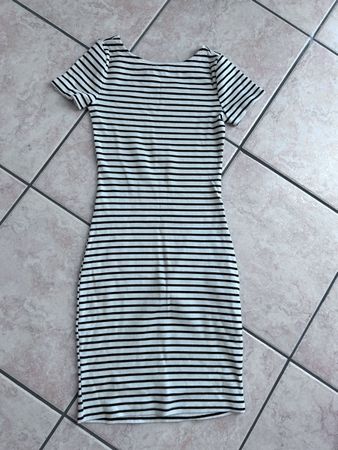 Abito donna a righe bianco nero maniche corte taglia XS