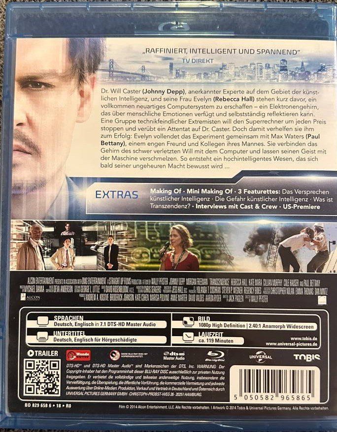 Tutti i DVDs: Transcendence - Johnny Depp - Blu-ray - Top Zustand! – Usato da Beringen venduto da Mantafisch1 1