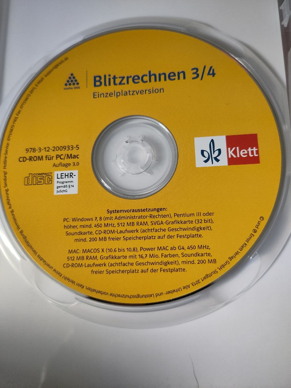 CD & DVD-Rohlinge: Blitzrechnen 3/4 CD-ROM Einzelplatzversion Klett – Gebraucht aus Golino von noko09 1