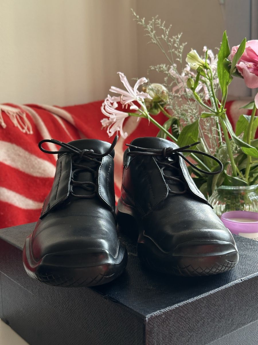 靴 prada archive square toe shoes 99aw prada 99aw square toe lether shoes プラダアーカイブ｜Yahoo