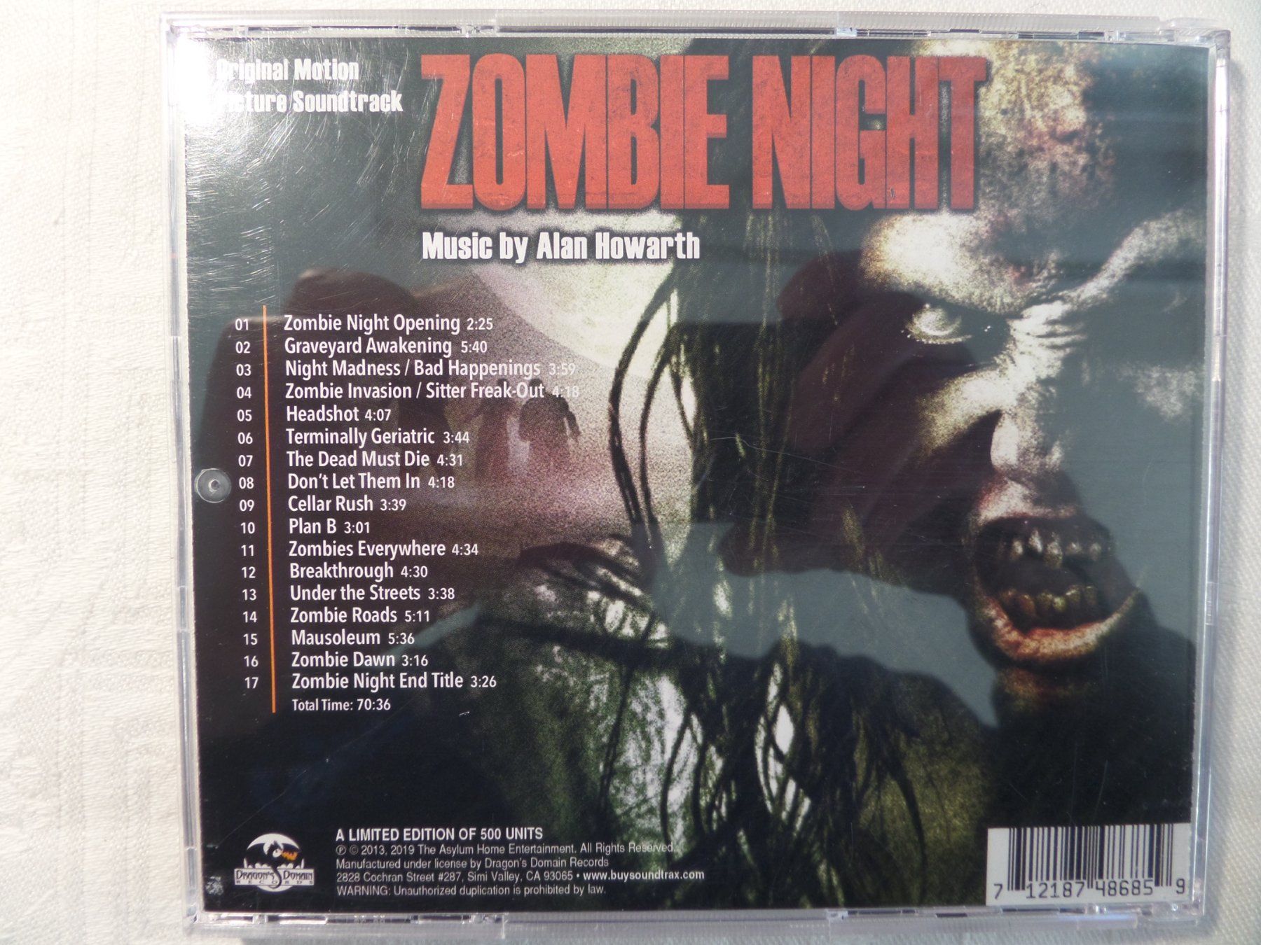 CD: Alan Howarth - Zombie Night - Limited Edition – Usato da Genève venduto da CDLPBookS 1