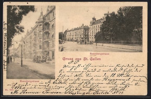 Cartoline postali: AK St. Gallen, Rosenbergstrasse, 1901 – Usato da Berlin venduto da bartko-reher