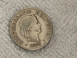 5 centimes/rappen 1905 abart