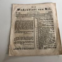 Wochenblatt von URI 9.3.1843 - interessantes Zeitdokument