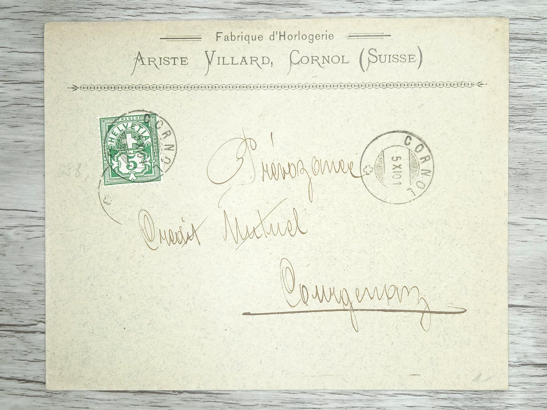 Tutti i francobolli: TR82 Enveloppe + Timbre Suisse 1901 – Usato da Cousset venduto da Patrick_Collections