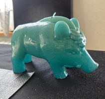 Deko-Kerze Wildschwein in Türkis - Tierkerze - Nie angezünde