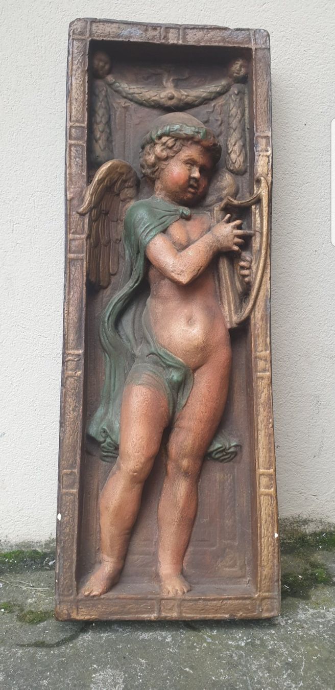 Sculture & Statue: 2 Engel Wandbilder - Relief - Putte - Harfe - Posaune - alt – Usato da Staufen venduto da jasminm01 4