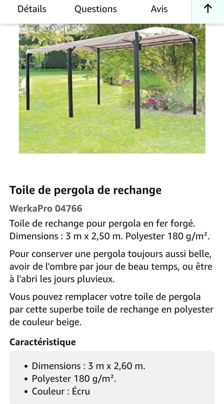 Rifugi: toile pour pergola, pavillon de jardin – Nuovo e nell'imballaggio originale da Vevey venduto da lba_dd82