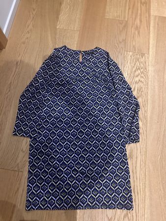 Beloved Dress, Size S, Blue Geometric Pattern, Fall Style